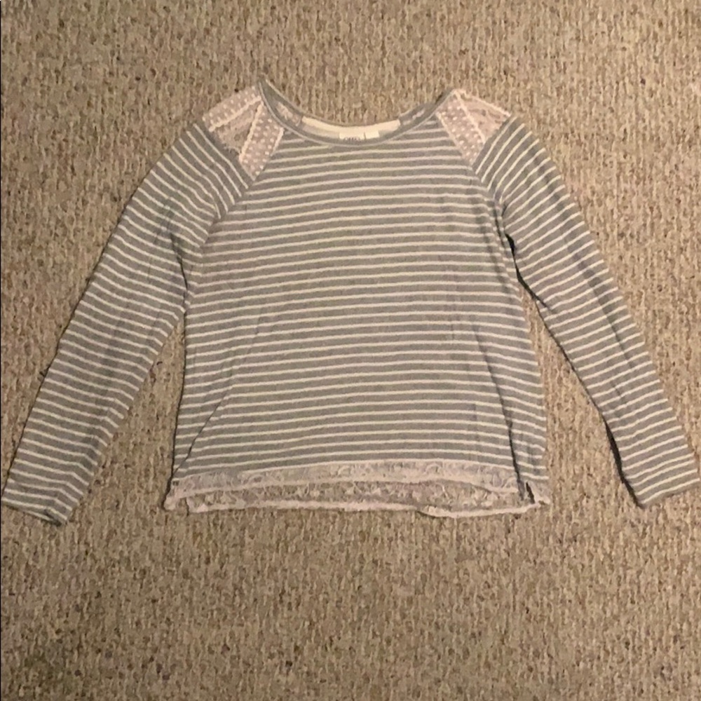Grey and white striped sweater